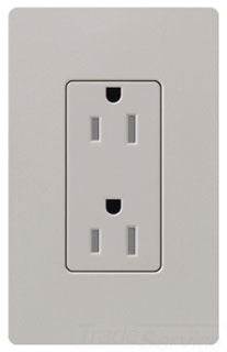 Lutron Duplex Outlet, 125 VAC at 60 Hz, 20A, 2-Pole, 3-Wire, 5-20R, Tamper Resistant, Grounding Dimming Receptacle - Satin Taupe
