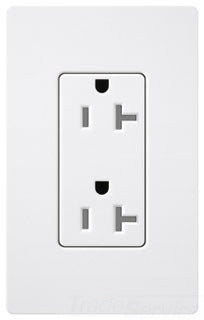Lutron Duplex Outlet, 125 VAC at 60 Hz, 20A, 2-Pole, 3-Wire, 5-20R, Tamper Resistant, Grounding Dimming Receptacle - Satin Snow
