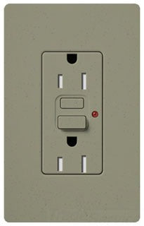 Lutron GFCI Outlet, Duplex w/ LED Indicator Light, 5-15R, 15A, 125V, 2-Pole, 3-Wire, Back Wired, Commercial/Residential Grade - Satin Greenbriar