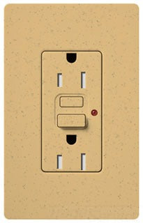 Lutron GFCI Outlet, Duplex w/ LED Indicator Light, 5-15R, 15A, 125V, 2-Pole, 3-Wire, Back Wired, Commercial/Residential Grade - Satin Goldstone