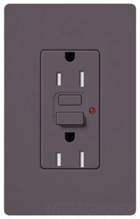 Lutron GFCI Outlet, Duplex w/ LED Indicator Light, 5-15R, 15A, 125V, 2-Pole, 3-Wire, Back Wired, Commercial/Residential Grade - Satin Plum