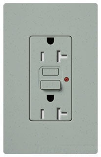 Lutron GFCI Outlet, Duplex w/ LED Indicator Light, 5-20R, 20A, 125V, 2-Pole, 3-Wire, Back Wired, Commercial/Residential Grade - Satin Bluestone