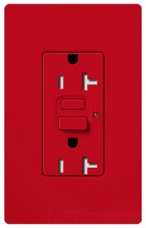 Lutron GFCI Outlet, Duplex w/ LED Indicator Light, 5-20R, 20A, 125V, 2-Pole, 3-Wire, Back Wired, Commercial/Residential Grade - Satin Hot
