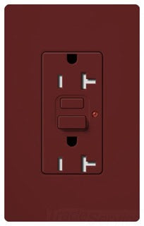 Lutron GFCI Outlet, Duplex w/ LED Indicator Light, 5-20R, 20A, 125V, 2-Pole, 3-Wire, Back Wired, Commercial/Residential Grade - Satin Merlot