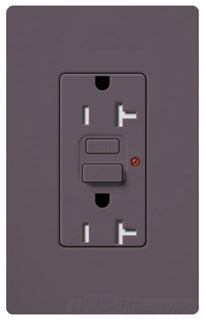 Lutron GFCI Outlet, Duplex w/ LED Indicator Light, 5-20R, 20A, 125V, 2-Pole, 3-Wire, Back Wired, Commercial/Residential Grade - Satin Plum