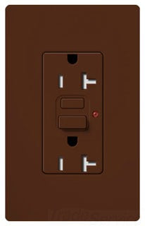 Lutron GFCI Outlet, Duplex w/ LED Indicator Light, 5-20R, 20A, 125V, 2-Pole, 3-Wire, Back Wired, Commercial/Residential Grade - Satin Sienna