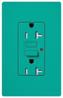 Lutron GFCI Outlet, Duplex w/ LED Indicator Light, 5-20R, 20A, 125V, 2-Pole, 3-Wire, Back Wired, Commercial/Residential Grade - Satin Turquoise