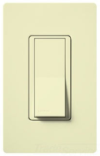 Lutron Rocker Switch, Standard Decorator AC, 120/277 VAC at 60 Hz, 15A, 3-Way, Back Wired - Gloss Almond