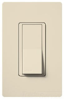 Lutron Rocker Switch, Standard Decorator AC, 120/277 VAC at 60 Hz, 15A, 1-Pole, Back Wired - Gloss Light Almond