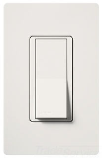 Lutron General Purpose Switch, 15A, 120 VAC at 60 Hz, 3-Way, Back Wired, Illuminated Rocker - Satin Snow