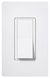 Lutron Rocker Switch, Standard Decorator AC, 120/277 VAC at 60 Hz, 15A, 3-Way, Back Wired - Gloss White