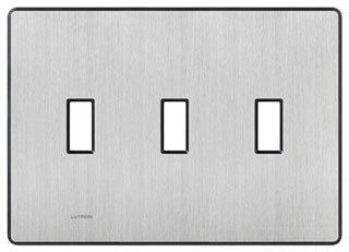 Lutron Specialty Wall Plate, Fassada 3-Gang - Stainless Steel