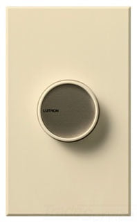 Lutron Wall Dimmer, 120VAC at 60 Hz, 1000W, 3-Way, Rotary Push On/Off Knob - Matte Beige