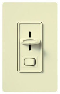 Lutron Wall Dimmer, 120VAC at 60 Hz, 8A, 3-Way w/  Neutral, Preset Slide w/ On/Off Switch - Gloss Almond