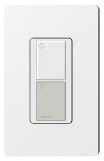 Lutron Light Switch, 20 VDC 2-Button Wall Mount - Gloss White/Gray