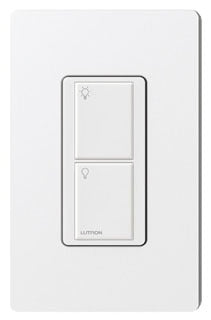 Lutron Light Switch, 20 VDC 2-Button Wall Mount - Gloss White