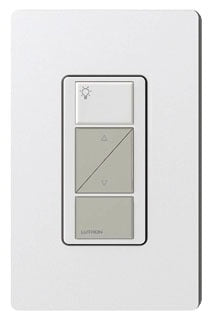 Lutron Light Switch, 20 VDC 2-Button Wall Mount, Raise/Lower - Gloss White/Gray