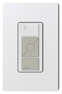 Lutron Light Switch, 20 VDC 3-Button Wall Mount, Raise/Lower - Gloss White/Gray
