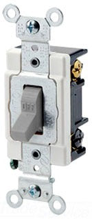 Leviton AC Quiet Toggle Switch, 120/277VAC, 20A, 3-Way, Back & Side Wired, Industrial Grade - Gray