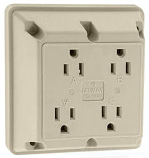 Leviton Electrical Outlet, Straight Blade Receptacle, 125V, 15A, 2P3W, 5-15R, Grounding, Industrial/Specification/Extra Heavy Duty Grade - Ivory