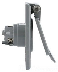 Leviton Straight Blade Inlet w/ Cover, 125V 20A, 2P3W, 5-20P, Weather Resistant - Gray
