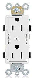 Leviton Duplex, Decorator Receptacle, 125V 15A, 2P3W, 5-15R, Commercial - Self Grounding - White