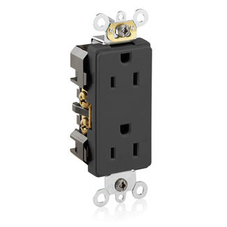 Leviton Electrical Outlet, 15A 125V Duplex Receptacle Industrial Grade Self-Grounding - Black