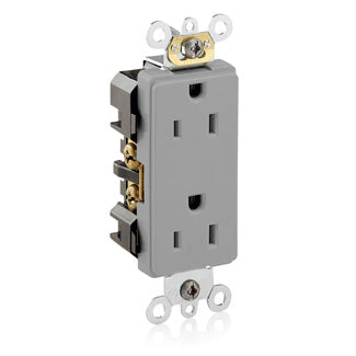 Leviton Electrical Outlet, 15A 125V Duplex Receptacle Industrial Grade Self-Grounding - Gray
