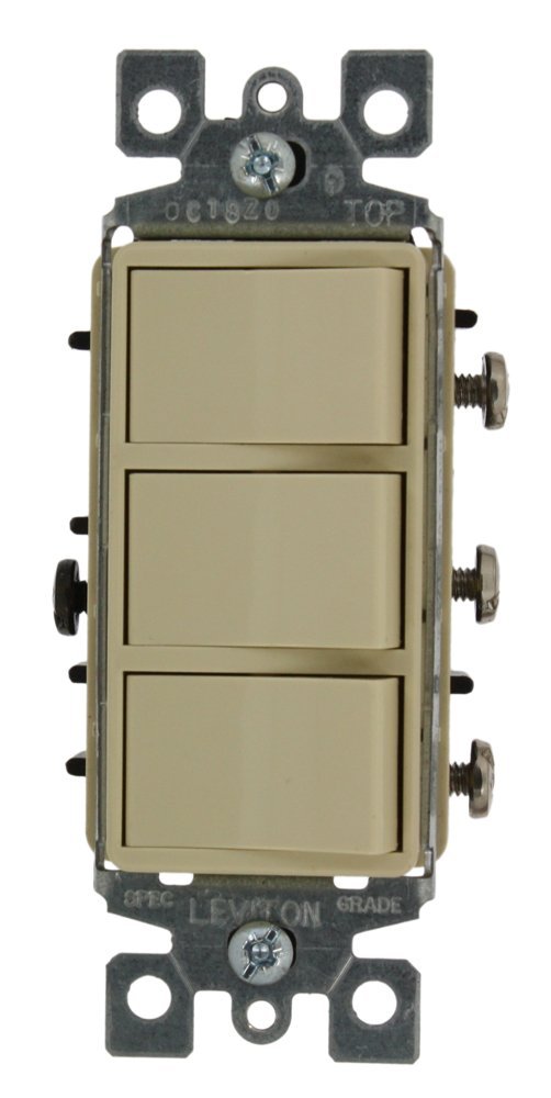 Leviton Combo Switch, Decora Light, 15A 120V 1-Pole, Grounding - Ivory