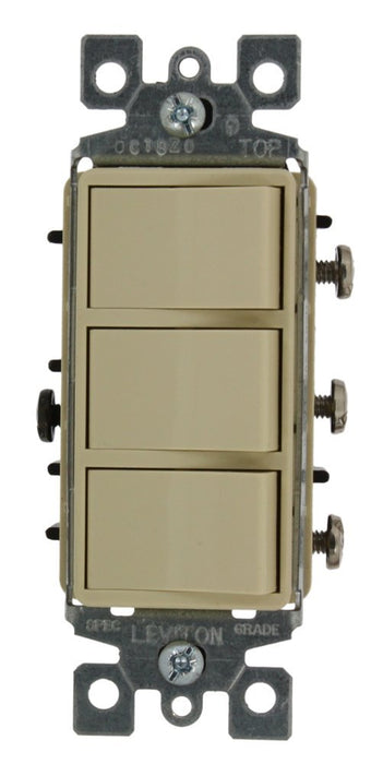 Leviton Combo Switch, Decora Light, 15A 120V 1-Pole, Grounding - Ivory