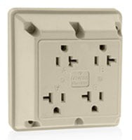 Leviton Electrical Outlet, Straight Blade Receptacle, 125V, 20A, 2P3W, 5-20R, Grounding, Industrial/Specification/Extra Heavy Duty Grade - Ivory