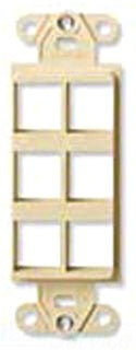 Leviton Specialty Wall Plates, Wall Plate Insert, Decorator, Multimedia, 6-Port - Gray