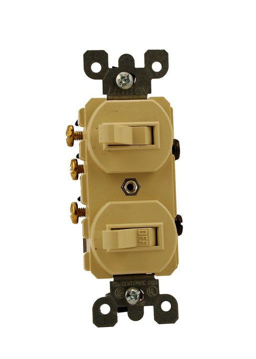 Leviton Combo Switch, Duplex Light, 15A 120/277VAC 1-Pole, 3-Way - Ivory