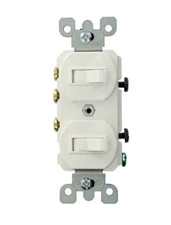 Leviton Combo Switch, Duplex Light, 15A 120/277VAC 1-Pole, 3-Way - White