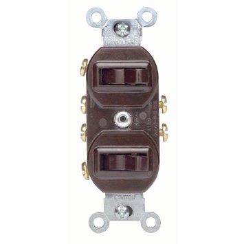Leviton Combo Switch, Duplex Light, 15A 120/277VAC 3-Way - Brown