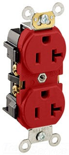 Leviton Duplex Receptacle, 125V 20A, 2P3W, 5-20R, Industrial, Specification, Heavy Duty - Self Grounding - Red