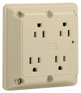 Leviton Surge Protection, 15A 125V 2-Pole 4-in-1 Suppression Receptacle w/ Indicator Light - Ivory
