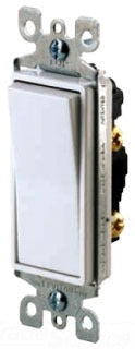 Leviton Rocker Switch, Standard 15A 120/277V, 1-Pole Self-Grounding w/ Screw - White