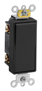Leviton Rocker Switch, Standard 20A 120/277V, 2-Pole - Black
