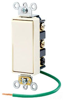 Leviton Rocker Switch, Standard 15A 120/277V, DPDT, Maintained - Light Almond