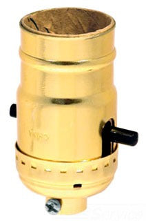 Leviton Incandescent Lampholder, 250V 250W, Medium Base, 1-Circuit, 1/8 IPS Tapped Bushing - Polished Brass