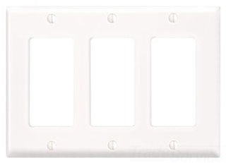 Leviton Standard Wall Plate, (3) Decora/GFCI Receptacle, 3-Gang, Standard - Gray