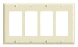 Leviton Standard Wall Plate, (4) Decora/GFCI Receptacle, 4-Gang, Standard - White