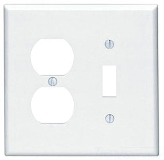 Leviton Standard Wall Plate, (1) Duplex Receptacle, (1) Toggle Switch, 2-Gang, Midway - Light Almond