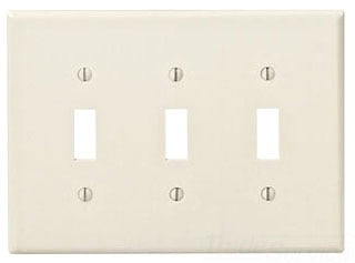 Leviton Standard Wall Plate, (3) Toggle Switch, 3-Gang, Midway - Light Almond