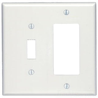 Leviton Standard Wall Plate, (1) Decora/GFCI, (1) Toggle Switch, 2-Gang, Midway - Light Almond