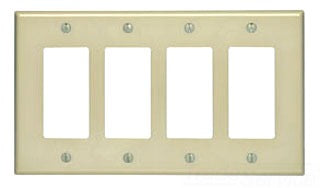 Leviton Standard Wall Plate, (4) Decora/GFCI Receptacle, 4-Gang, Midway - White