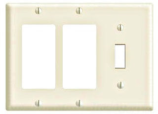 Leviton Standard Wall Plate, (2) Decora/GFCI Receptacle, (1) Toggle Switch, 3-Gang, Standard - White