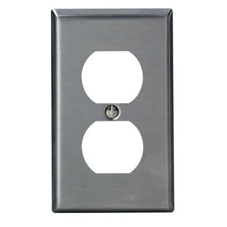 Leviton Electrical Wall Plate, Duplex Receptacle, 1-Gang - Brushed Stainless Steel