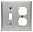 Leviton Specialty Wall Plate, 2-Gang, 1 Duplex Receptacle, 1 Toggle Switch, Standard - Non-Magnetic Stainless Steel - Smooth